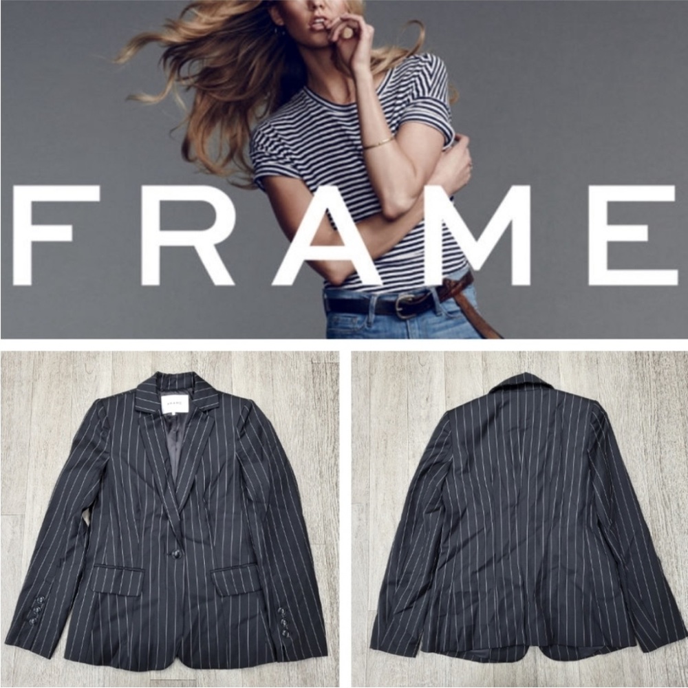 NWT Frame Denim Striped Wool Lined Blazer Size 2